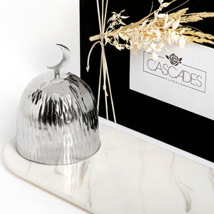 Marble platter with metal cover with Gift Box - CASCADES