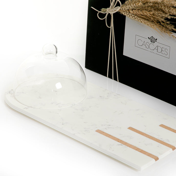 Marble tray with glass cover and gift box - CASCADES