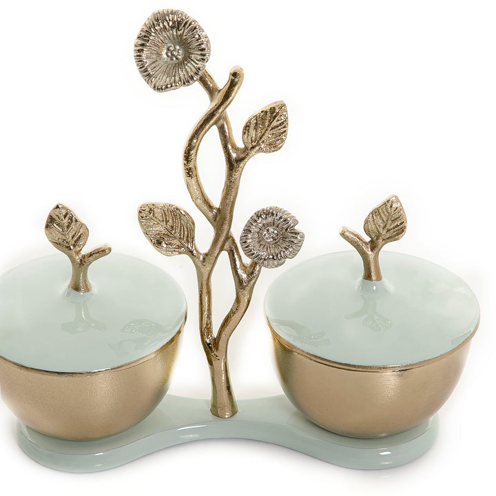 Set of 2 bowl with metal stand - CASCADES