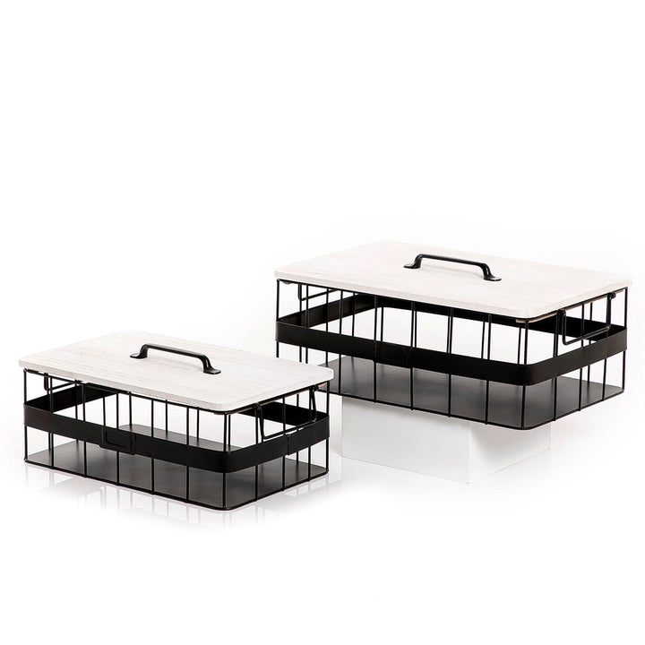 Set of 2 boxes with wooden cover - CASCADES