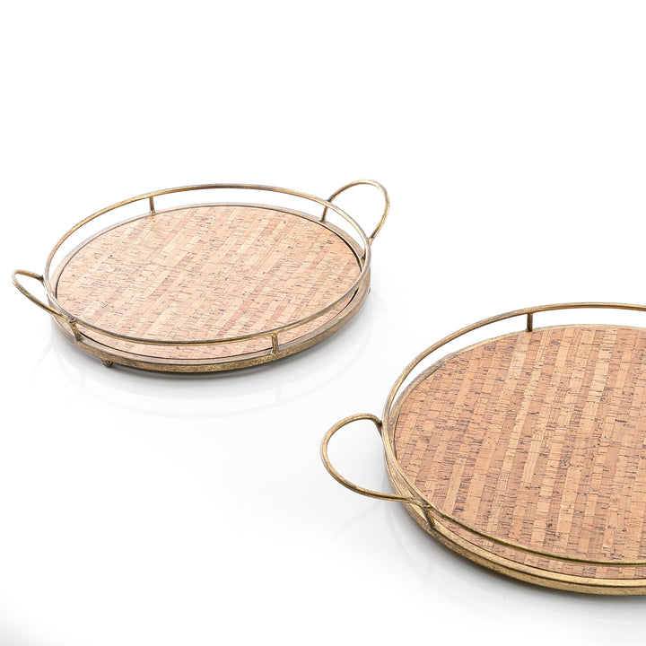 Set Of 2 Metal And Wood Tray (6025460023461)