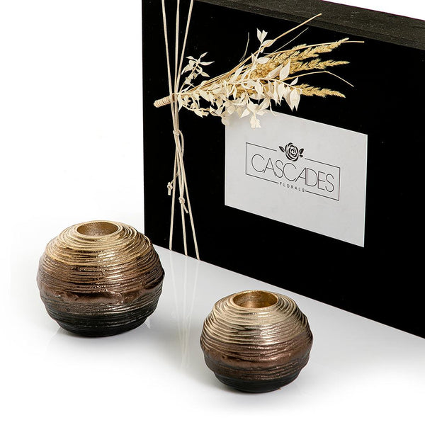 Set of 2 metal candle holder with gift box - CASCADES