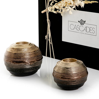 Set of 2 metal candle holder with gift box - CASCADES