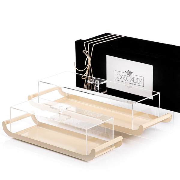 Set of 2 metal trays with acrylic covers and gift box - CASCADES