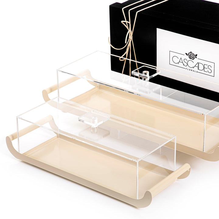 Set of 2 metal trays with acrylic covers and gift box - CASCADES