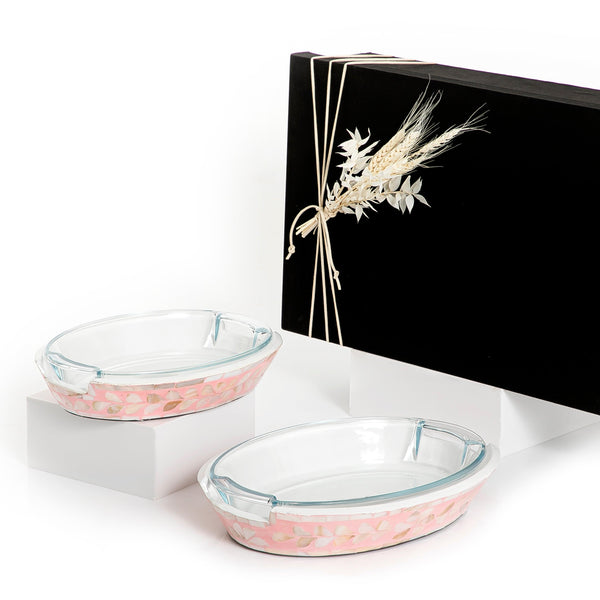 Set of 2 mother of pearl bowls with glass and gift box - CASCADES