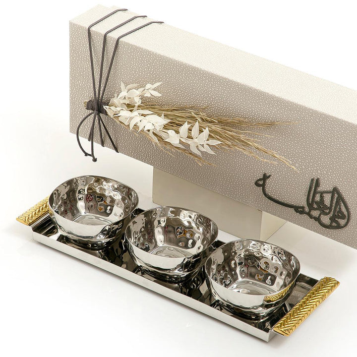 Set of 3 bowels and tray with gift box - CASCADES