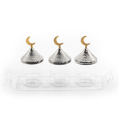 Set of 3 jars with metal cover and acrylic tray - CASCADES