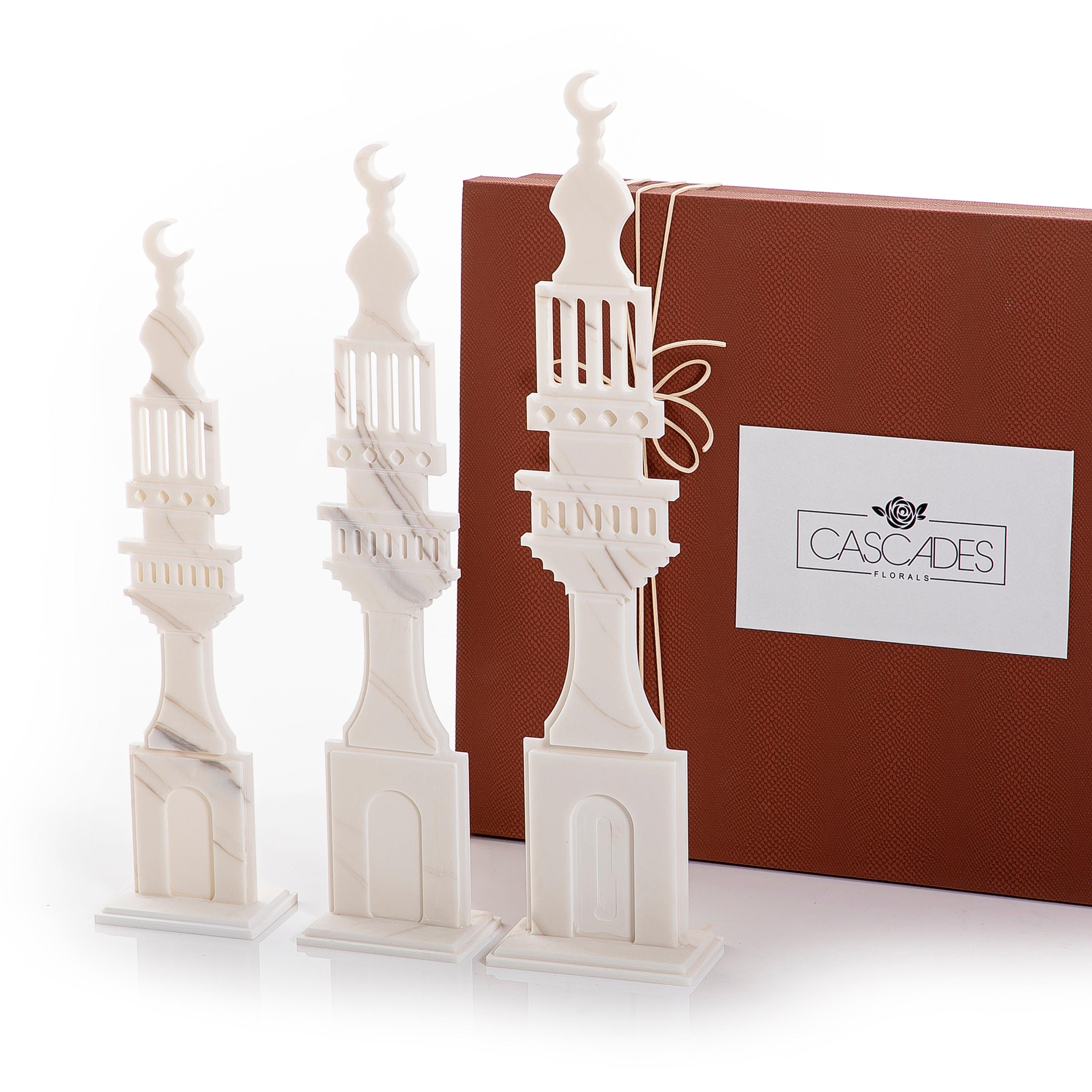 Set of 3 marble Islamic decorative stand with gift box - CASCADES