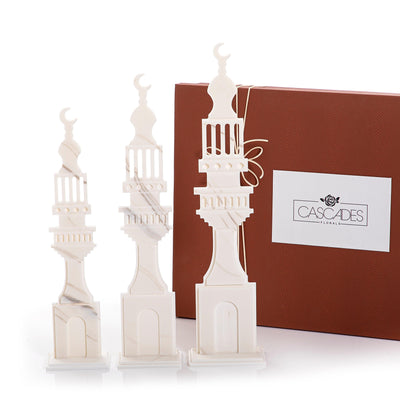Set of 3 marble Islamic decorative stand with gift box - CASCADES