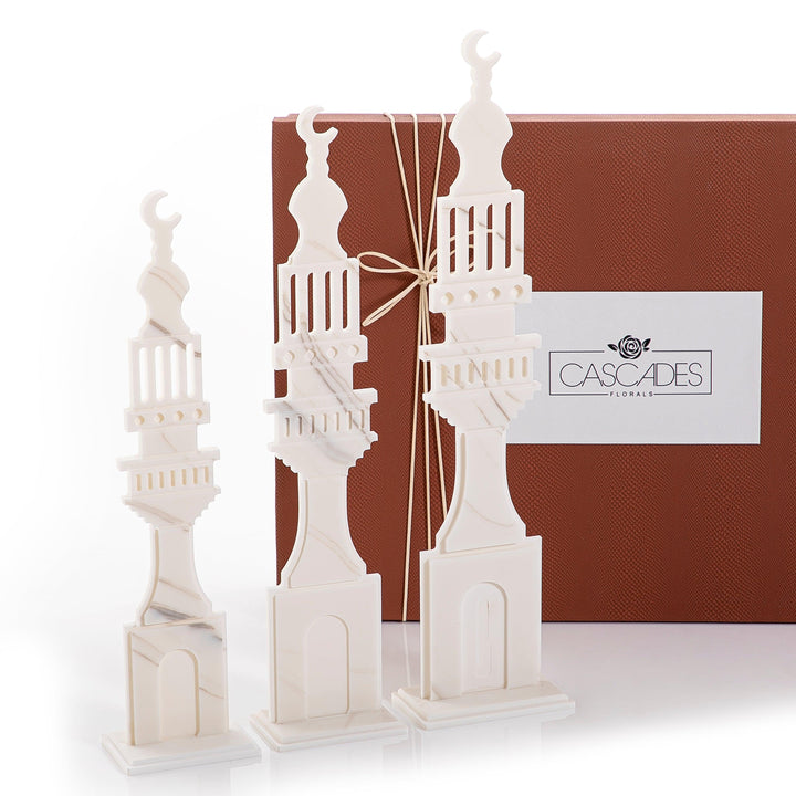 Set of 3 marble Islamic decorative stand with gift box - CASCADES