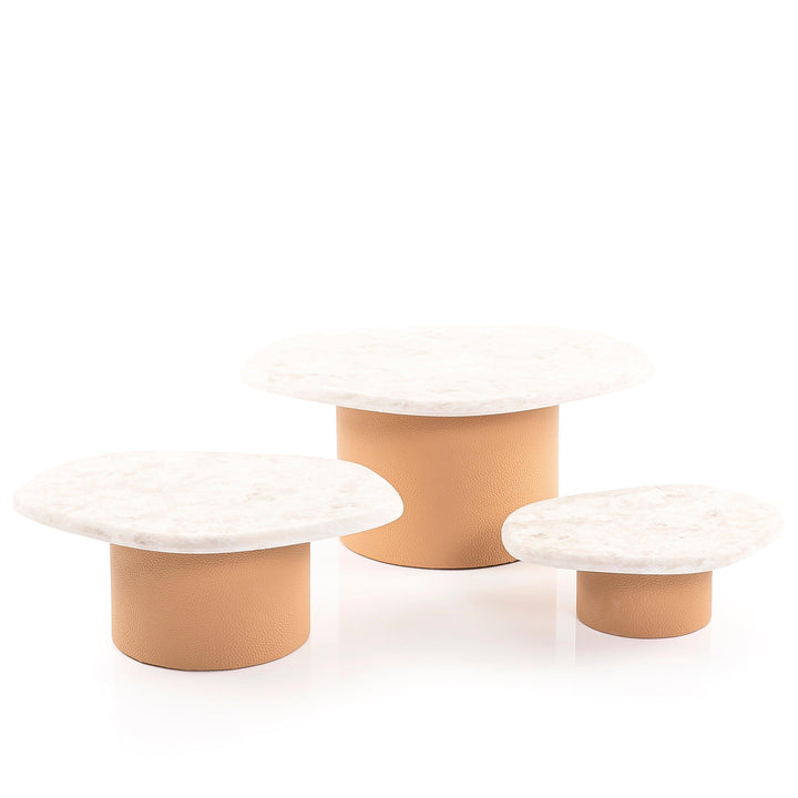 Set of 3 marble stand with leather - CASCADES