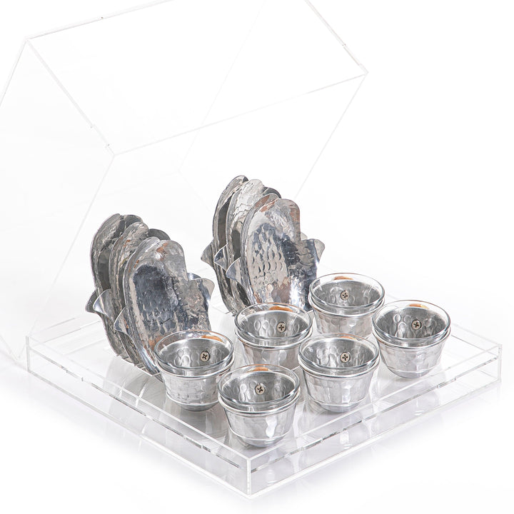 Set of acrylic box with coasters and glass cubs - CASCADES